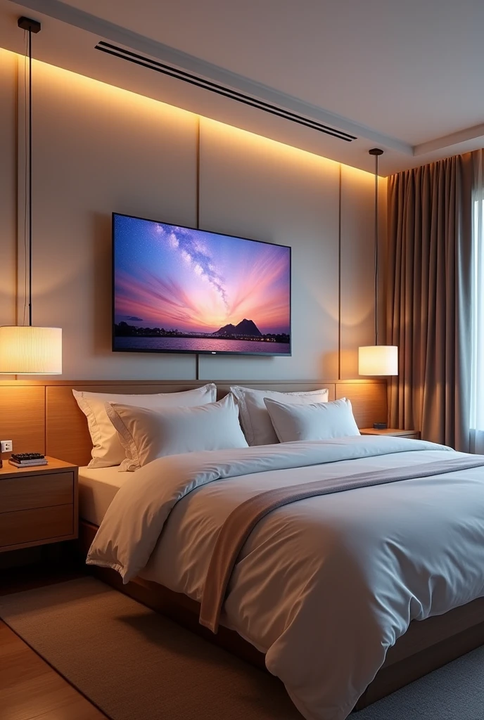 Realistic bed back 50 inch tv