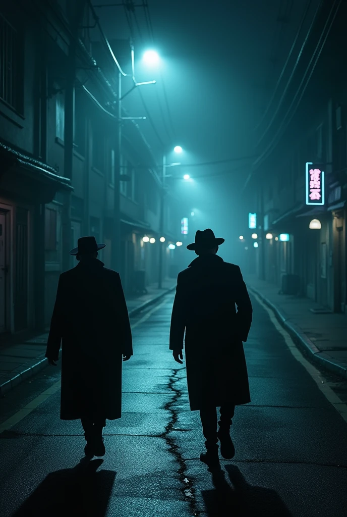 Night men walking in road dark alone