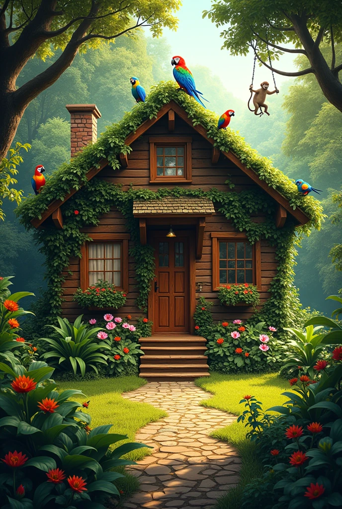 My home in the jungle with animals 