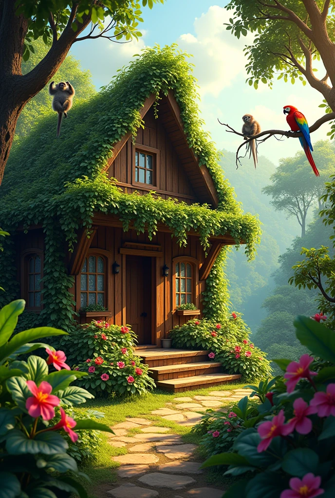 My home in the jungle with animals 