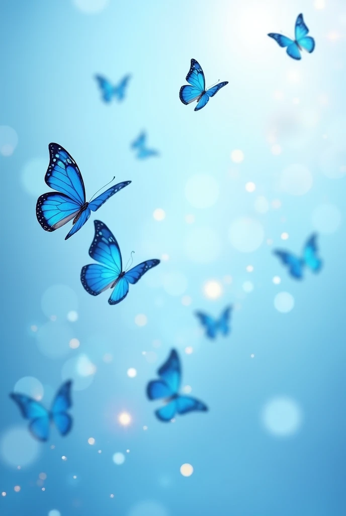 Light blue background with blue butterflies glitter - SeaArt AI