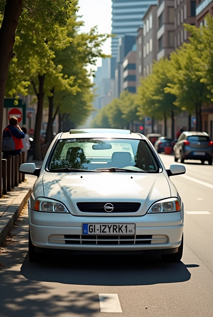 Create a white opel astra 99 with sunroof