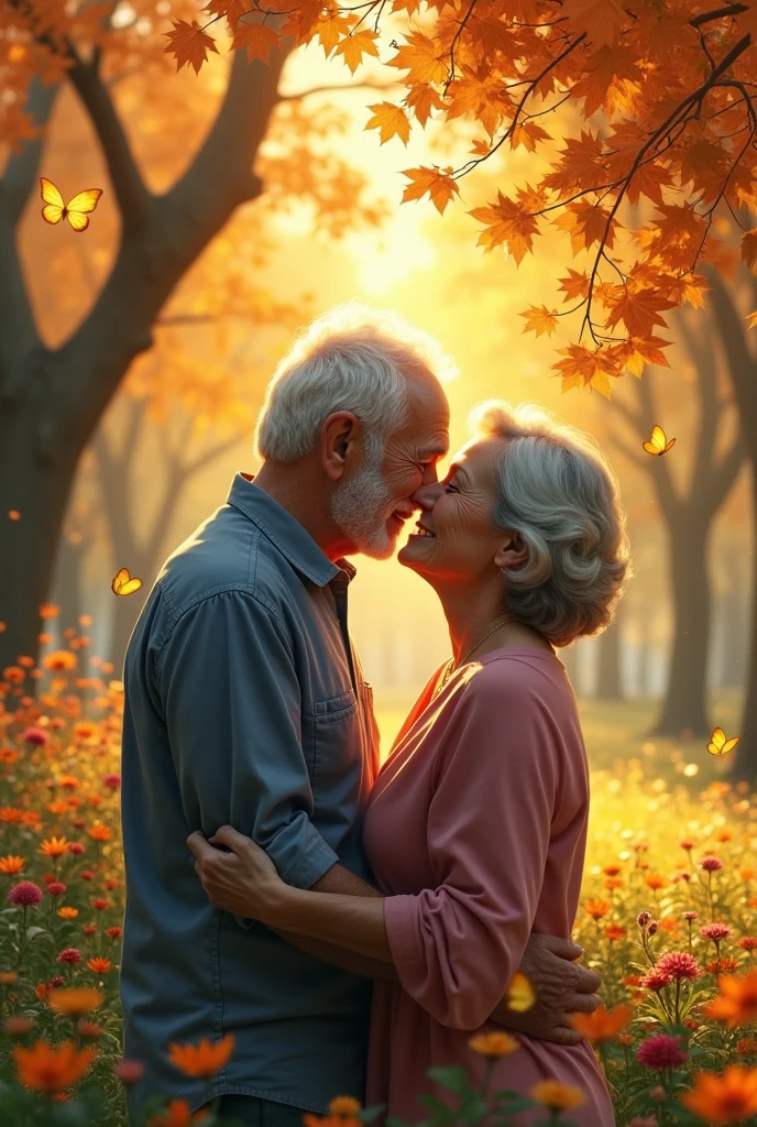A old man who kissing women
