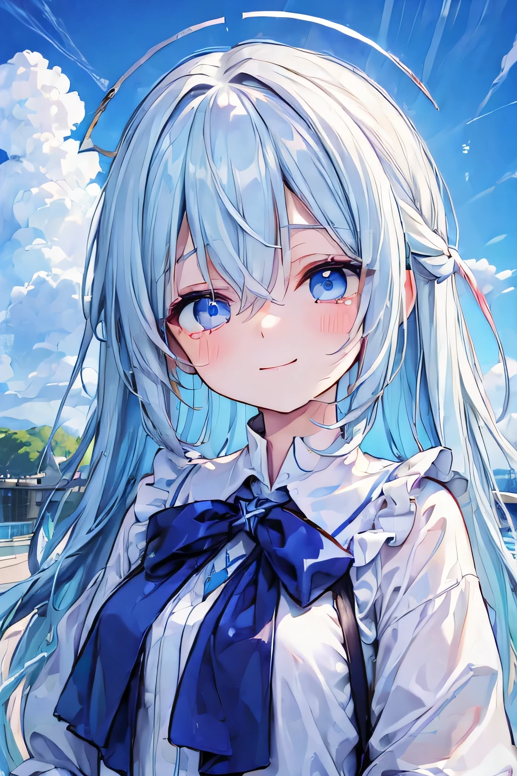 (eyes:2.0),blue sky,angel,crying face,祈る,smile,masterpiece