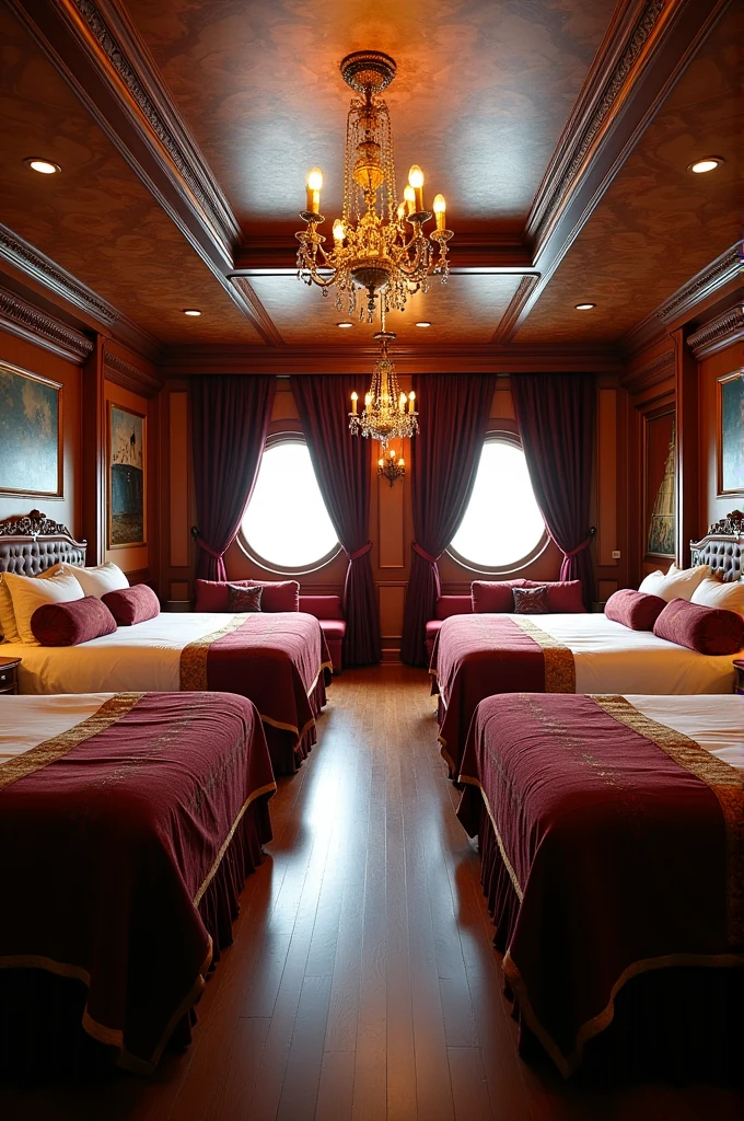 Creates a BBB style room with 9 beds in the Titanic theme