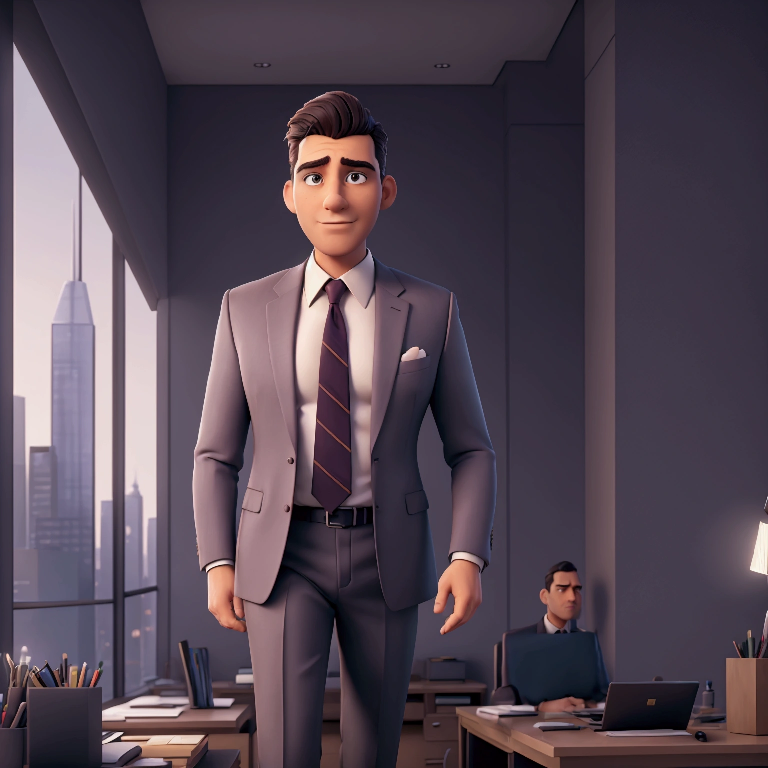 a wealthy businessman, professional businessman, sharp suit, confident pose, briefcase, office building, cityscape background, warm lighting, photorealistic, 8k, cinematic, dramatic lighting, hyper-detailed, muted color palette, clean and organized composition, striking and impactful