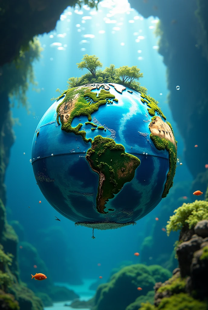 La planète terre dans un aquarium