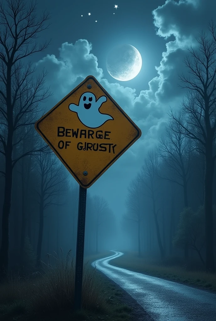 Road sign: Beware of ghosts
