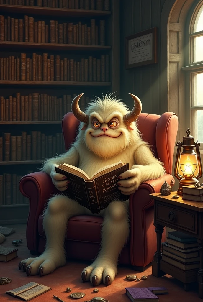 Monster reading a book
