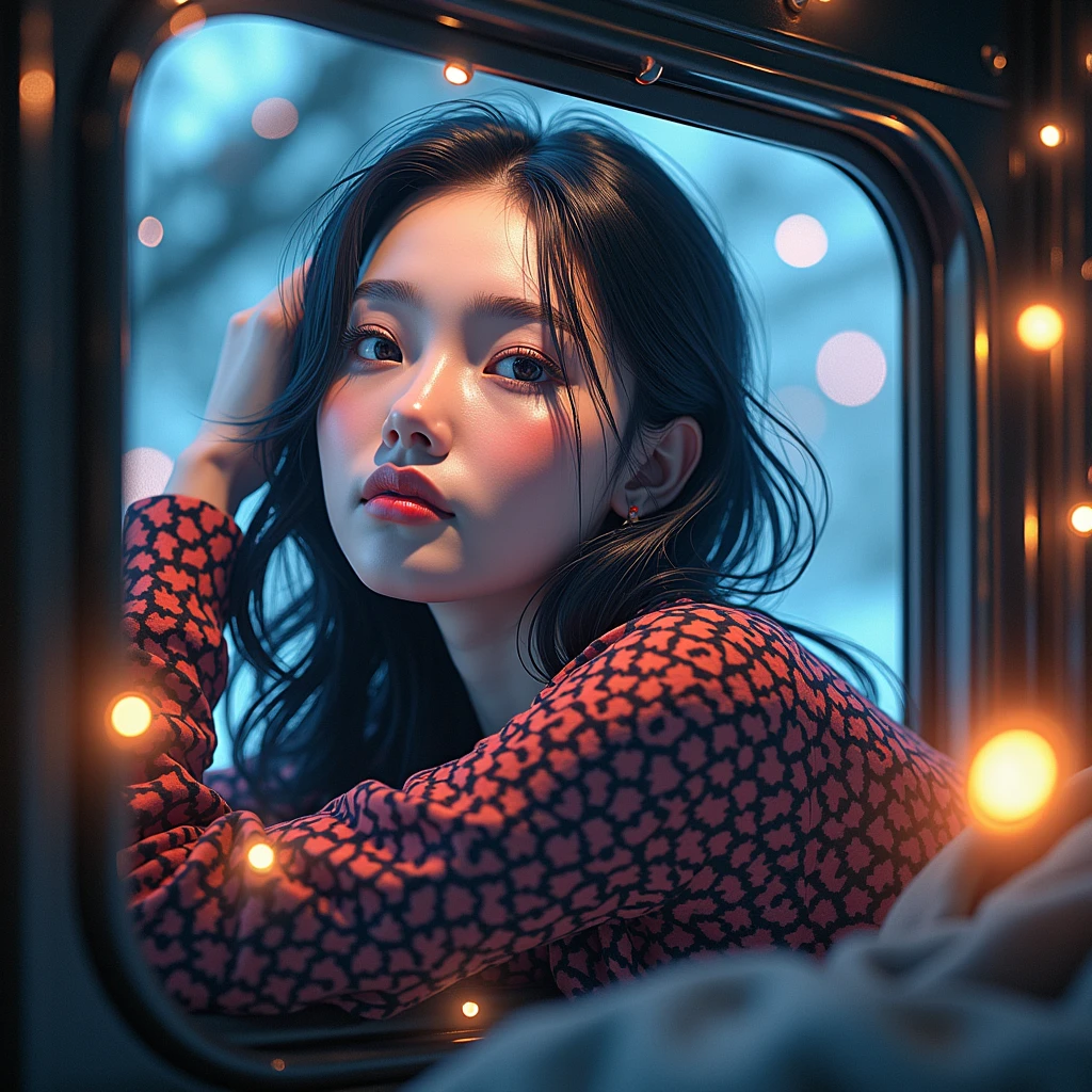 Wear, (photo Practical:1.4), (hyper Practical:1.4), (Practical:1.3),, (Smoother lighting:1.05), (Improve movie lighting quality:0.9), 32K,, 1 Girl,20 year old girl, Practical lighting, Backlight, There is light on the face, Ray Tracing, (Bright Lights:1.2), (quality improvement:1.4),, (Highest quality real texture skin:1.4), Delicate eyes, Delicate face, Exquisite eyes,, (Tired, sleepy and satisfied:0.0), Close-up of face, t-shirt,, (Increase body line emotions:1.1), (Enhance Skin Texture Beauty:1.1)
