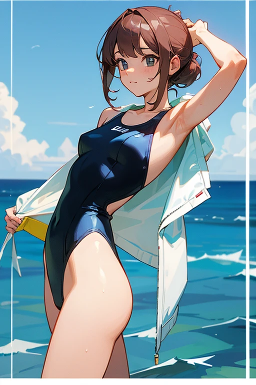 Dressed in a swimsuit that was barely within the regulations