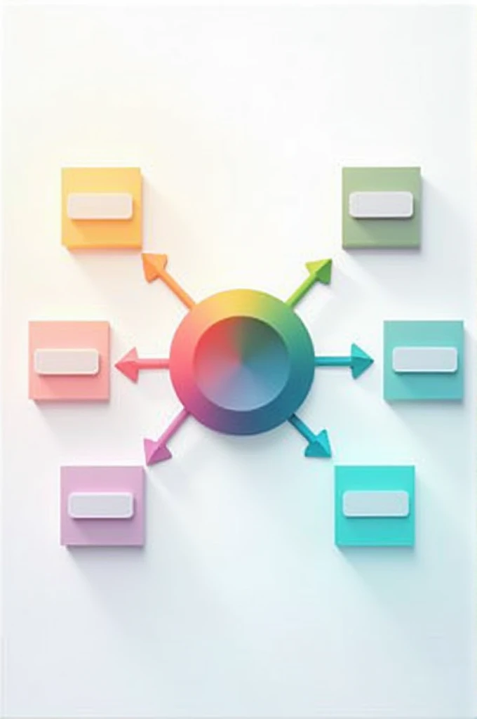 Generate an image of This concept map would look like a central circle with four branches extending outwards. Each branch would have two boxes connected by an arrow.