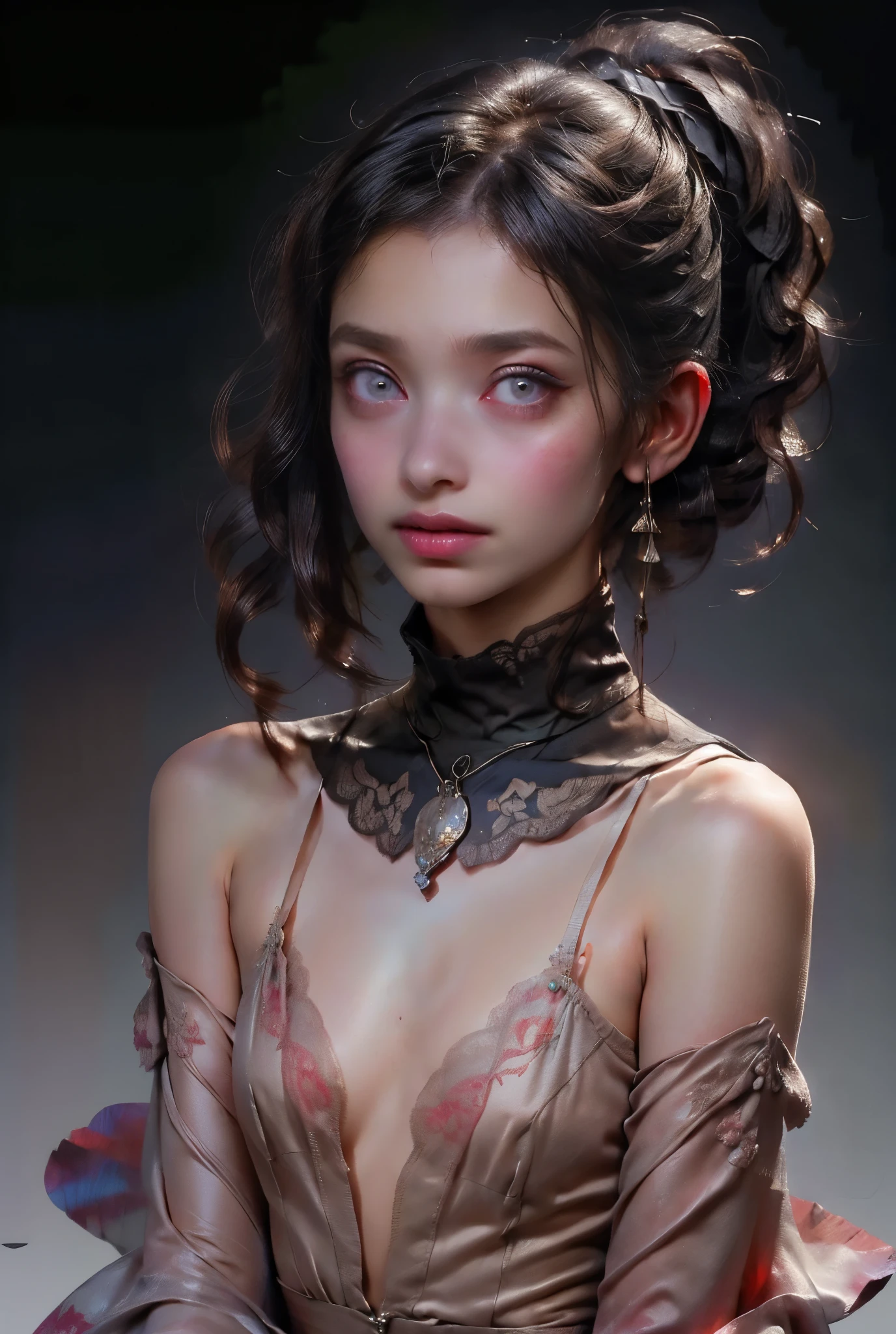 ((best quality)), ((masterpiece)), (detailed), perfect face (((masutepiece, of the highest quality, super detailed))), hand drawn style, hand painted style, watercolour, sketch, a knight, white background, plain background, Bloodborne inspired, tatty Bloodborne attire, occult aesthetic, occult, tatty red and white clothing detailed and intricate steampunk and detailed gothic (with a hood), long coat, Complex laced boots, Fluttering lace flared long knee length dress with frilly petticoats, long dress, knee length dress, pleated petticoats, lolita, petticoats gothic lolita aesthbeautiful small breasts, (((flat c1))), (((( Highly detailed face))), small thin nose, Small thin lips mouth, (((Very sharp focused eyes))), Very large slit precision pale grey eyes that shine like jewels. (resolved expression), (resolute expression), ((dark hair)), ((long ponytail, thick ponytail, heavy ponytail)), very long eyelashes, white background, Very dramatic and cinematic lighting, tatty damaged old red and white clothing, full body, whole body, body, cosmic horror, grim dark, (NSFW)