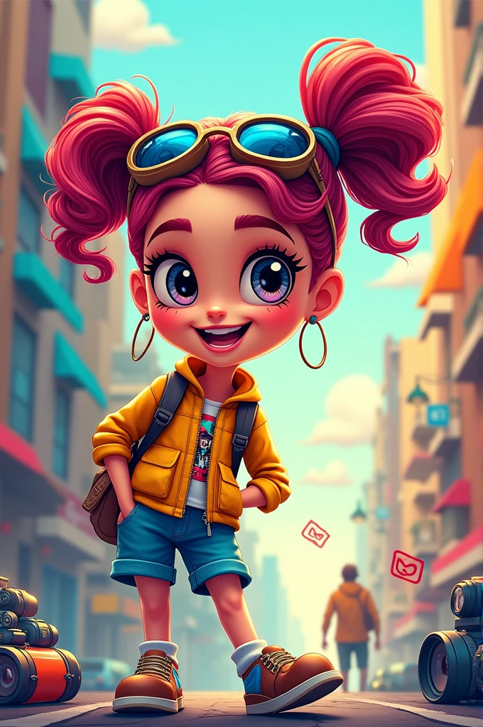Make a banner for my vlogging youtube channel of animated girl