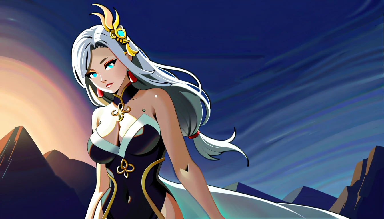 high quality,HD,16K,Sharp Line,1 Girl,fantasy, （Fire Spirits）,Pretty Face, Large Breasts, Beautiful legs,In the mountains,Focus Girl,detailed Pretty Face,Detailed clothes,beautiful eyes,Cool,Sexy,Dynamic Angle,穿着华服的神明Strike a pose拍照, Ancient mysterious sexy goddess, Traditional beauty woman, Beautiful female warrior god of war , Beautiful sexy goddess, Gorgeous role-playing, high, Beautiful young girl, Beautiful woman, 华丽Beautiful woman, Complex clothing,Chinese Mystical Aesthetics, Beautiful Asian ancient mysterious girl, Extremely detailed shot of the goddess, Jaw-dropping sexy beauty, Big breasts deep neckline sexy belly button（butt), (bedroom), (Sexy Girls), masterpiece, best quality, Bangs, blush, Chest, clavicle, Eyebrows visible through hair, (Ombre gold hair), Jewelry, Long hair,Bright Eyes, ring, (solitary), illustration, fashionable, miss, Strike a pose, background, element, confident, Express, Accessories, majestic, striking, key point, Dynamic poses, ((plump)), (black))Woman in transparent dress,Viewer,(((Full breasts, Keeley University))),Slim waist,(Navel exposed,Bare waist), Long hair, extreme detailed details, 详细的fantasy艺术, Stunning character art, Beautiful and exquisite character art, Beautiful transparent dress, Very detailed, Large Breasts，Chest，Golden ratio figure，Beautiful figure，Ultra wide-angle shooting，Full body shot拍摄，Body close-up，Full body shot，Wearing a pleated tulle skirt，柔和动漫illustration, 柔和的深色background，Fujifilm XT3 Clear focus, f 5.6, High Detail, Clear focus,(Wearing openwork clothing),, (Natural light), (Tempting)translucent, Good velvet quality, Compared, Divine Light,, Silver hair, 天空background, Absolute Strength,Female Shinmei，穿着性感丝绸的Female Shinmei,，Large Breasts，Chest，Golden ratio figure，Beautiful figure，Ultra wide-angle shooting，Full body shot，Body close-up，Full body shot， Wearing a tulle dress, Model shooting style, Large Breasts，饱满Chest，Golden ratio figure，Beautiful figure，(Extremely detailed CG 8k wallpaper unit), The most beautiful artistic photos in the world, , 8K 超HD, ) on the beach，Sexy lazy posture，Sexy seductive expression，best quality,masterpiece,Ultra-high resolution,(Practical:1.4),original photo,Ultra-high resolution