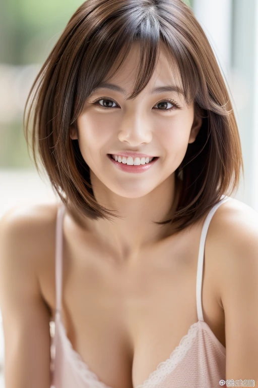masterpiece, Highest quality:1.1), (8k, RAW Photos, Realistic:1.2, f22), (Glowing Skin), Detailed skin,Long Hair,Detailed face, Detailed eyes, smilee, Real World, Intricate details, smile, One person, Cleavage,from the front ,Adorable 、Full body angle、Boyish ultra-short hair、Sweep your hair back、55-year-old woman、Completely naked、nude、Gymnast