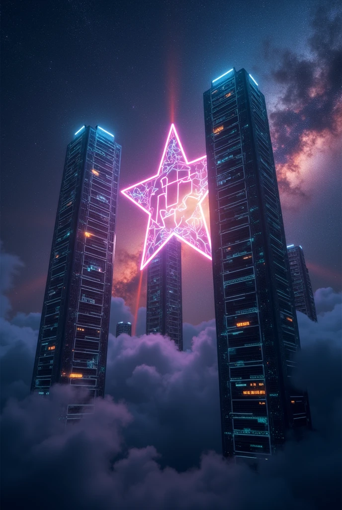 Add the letters PP to the star glow, the buildings completely replicate the visual appearance of the data servers