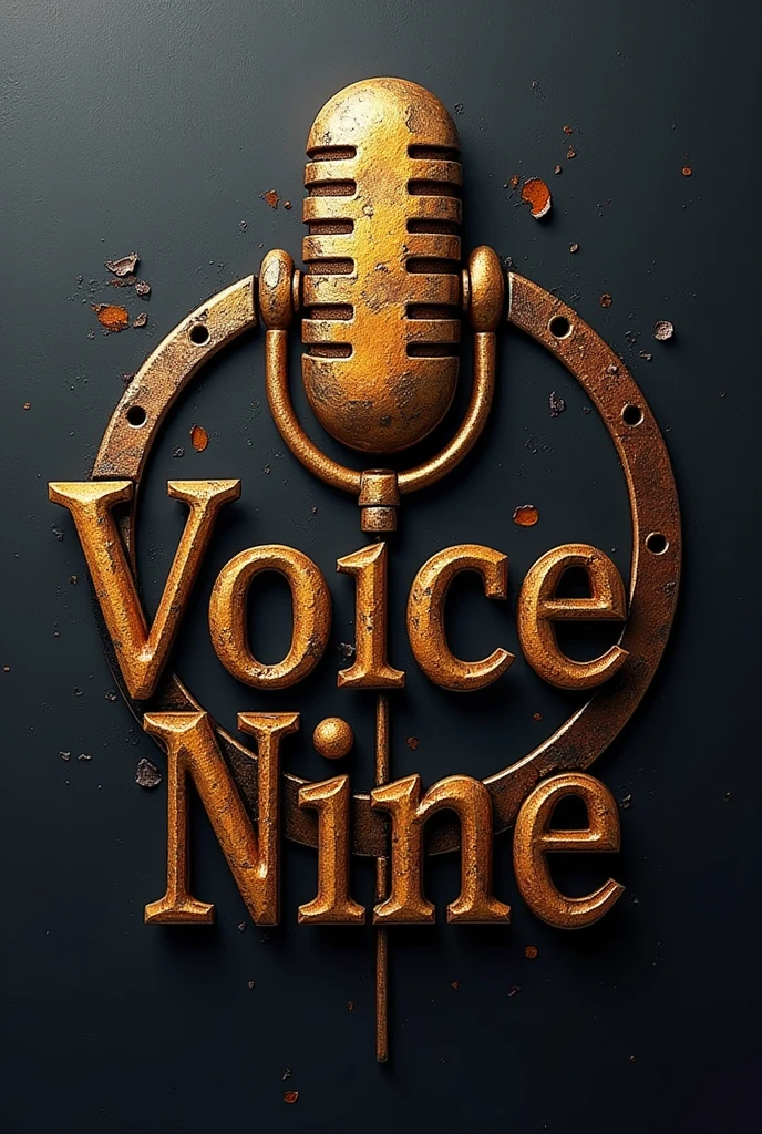 Design teks Voice Nine pro dengan konsep tulisan metal