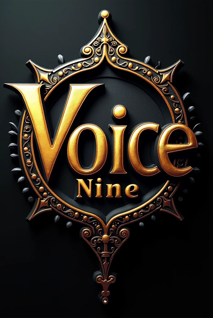 Design teks Voice Nine pro dengan konsep tulisan metal