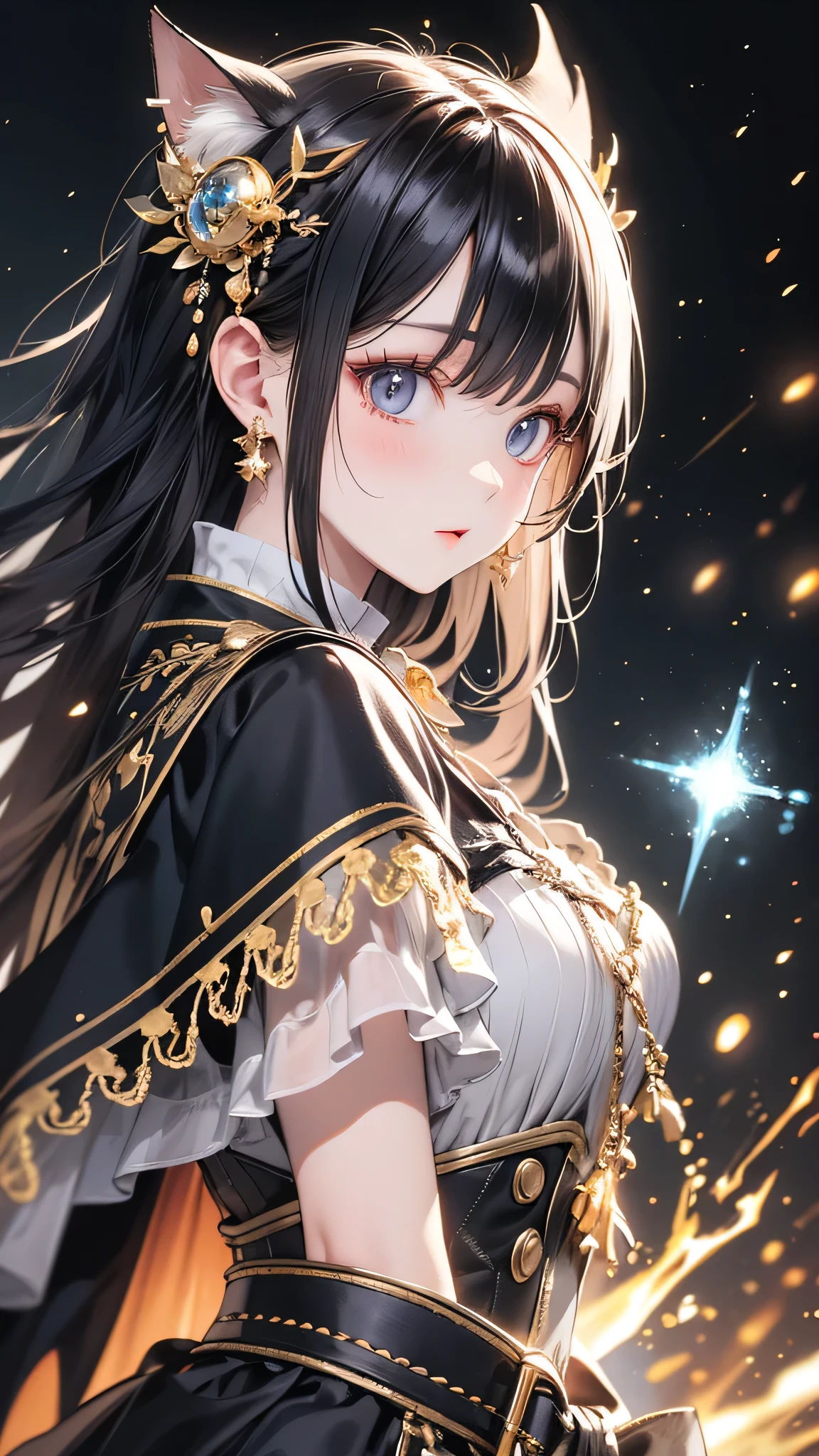 Super detailed, masterpiece, 8k, The highest masterpiece, Realistic Shadows, wind, Slope, Volumetric lighting, cute, Ambient Lighting, colorful, Glowing particles, Beautiful fine details, one person, one person, (Original Costume), Dungeon Background, Blue and pink magician costume, cape, magic, Fantasy