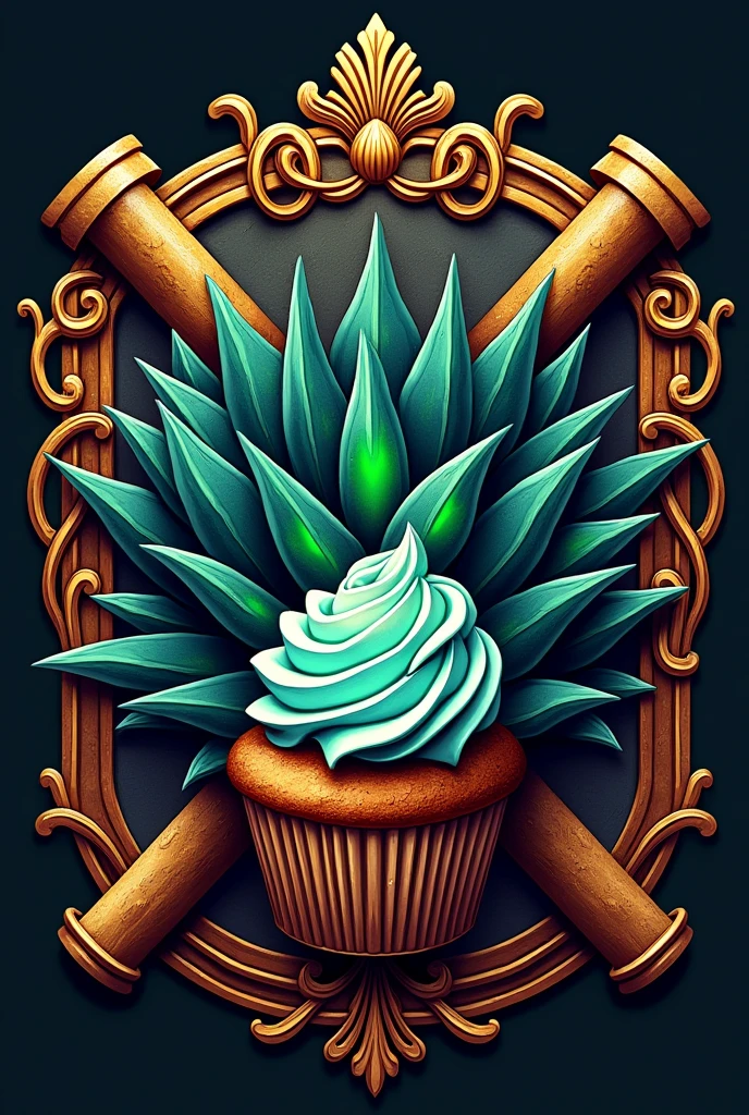 An image of the shield of a motorcycle club Motronados It must have agave and an opal Tequila and a cupcake BMW GS 1250 type motorcycle