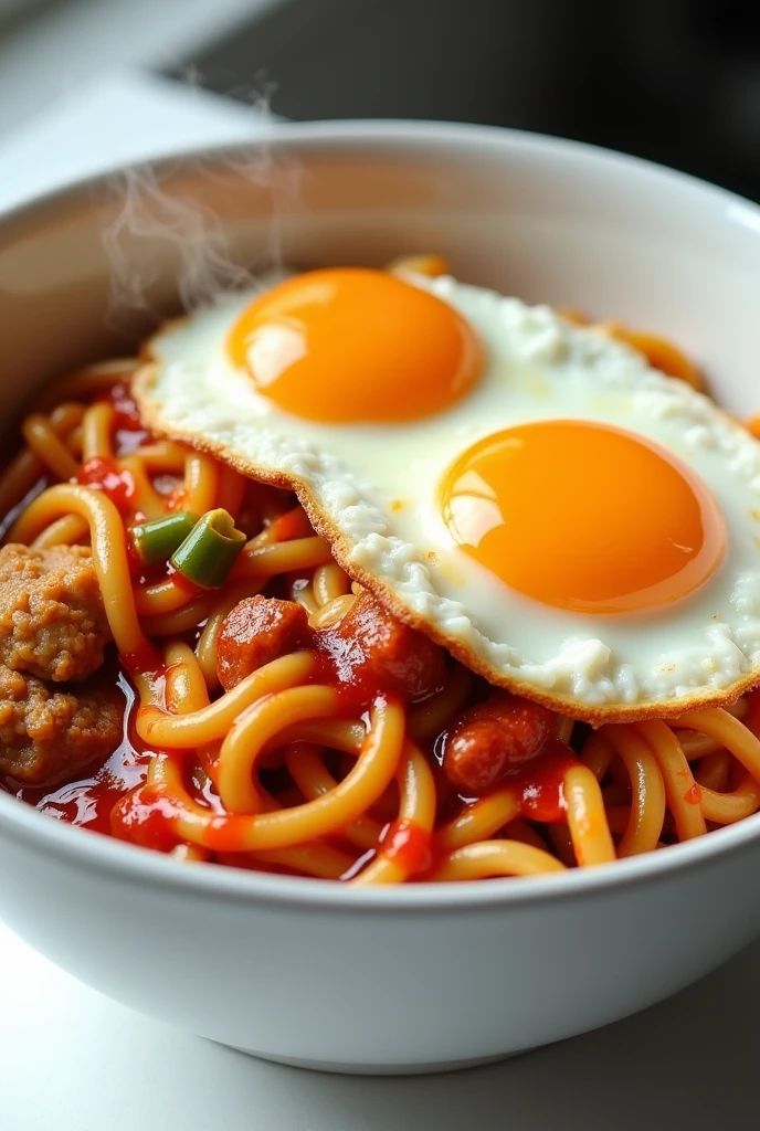 Chicken triple noodles with egg and Schezwan sauce no smoke