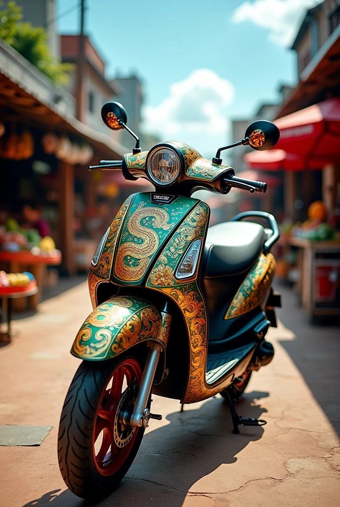 Scooter Zontes 350 E decorated in Naga style,Thai style,Thai pattern stickers