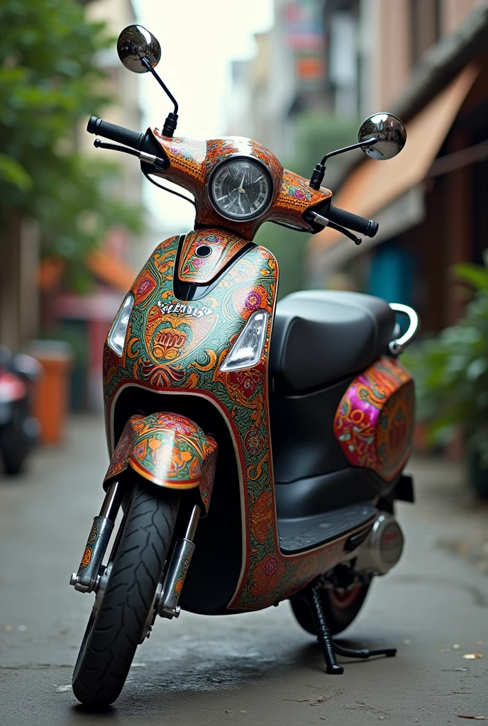 Electric scooter,modern,Dressed in Naga style,Thai style,Thai pattern stickers