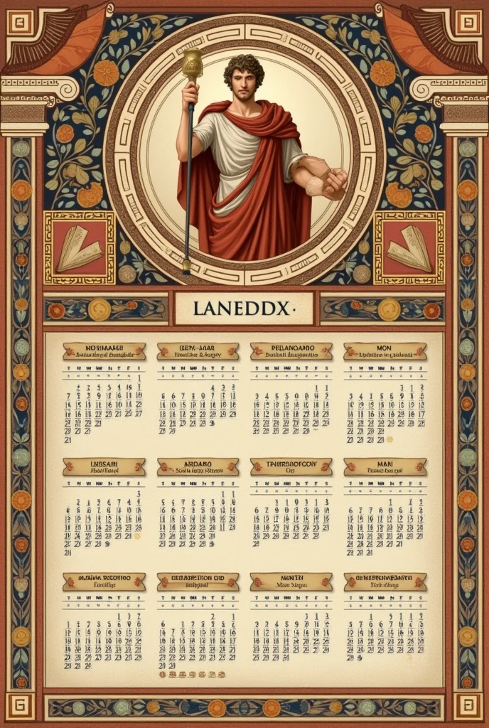 Make a calendar with commemorative dates according to the Roman calendar