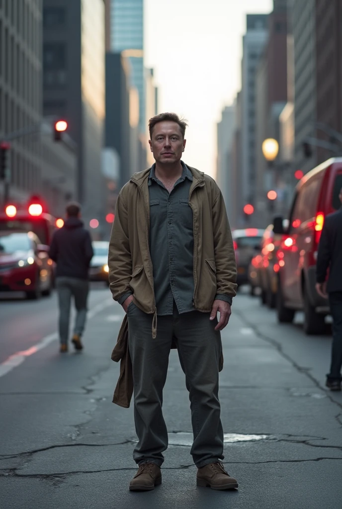 Poor Elon musk, dusty clothes, o
On street