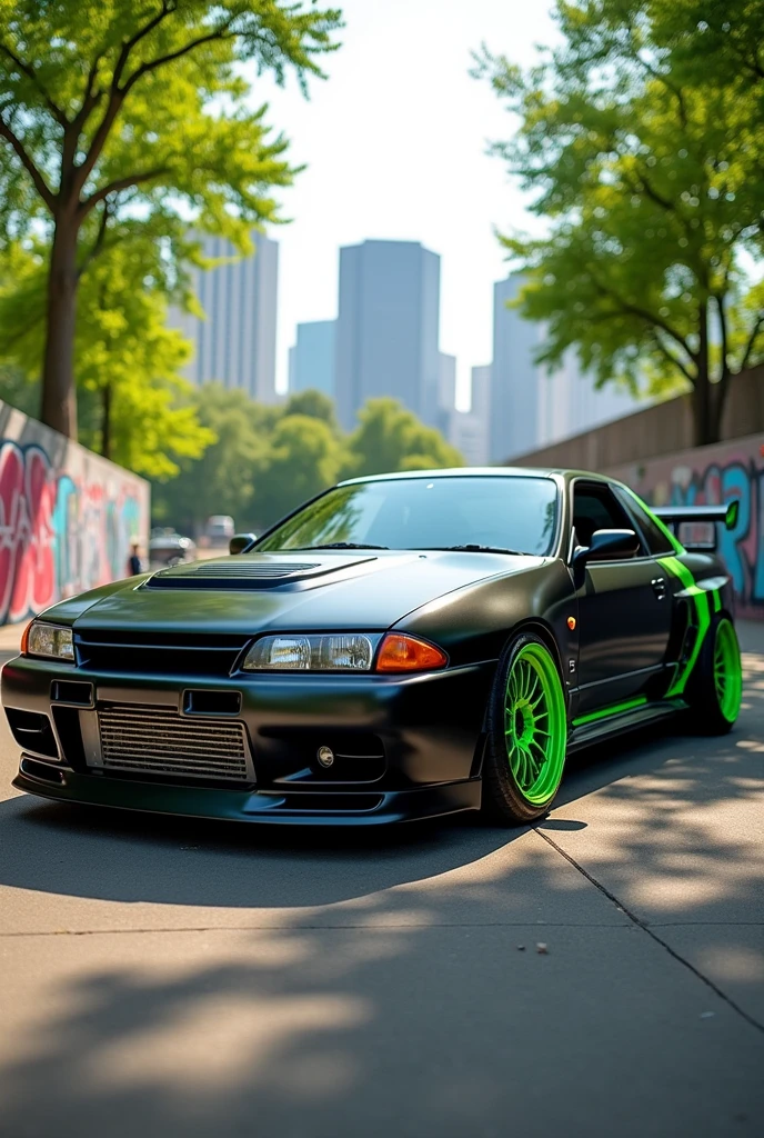 Make a black and green R32 car