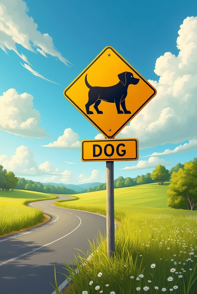 Road sign caution dog
