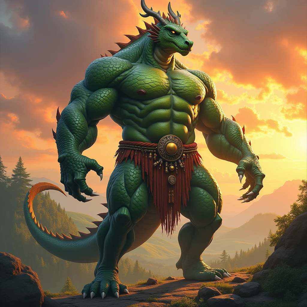a dragon king, a dragon tribal chief, eastern warrior, male dragon, hefty body, with very big muscles, hulking, huge,musclegut, colossal body, extremely strong, huge abdominal muscles, hefty abs, pecs, plump big muscle abs, Strong and robust muscle abs, daddy body muscle-gut abs, massive prominent muscle abs, sharp white claws, legs, feet claws, full body, loincloth, nipples, 4k, best quality,