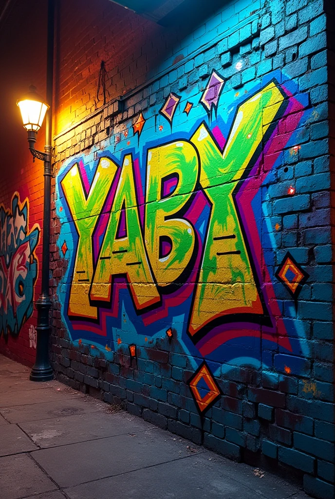 Create a wild style graffiti with the letters YABY