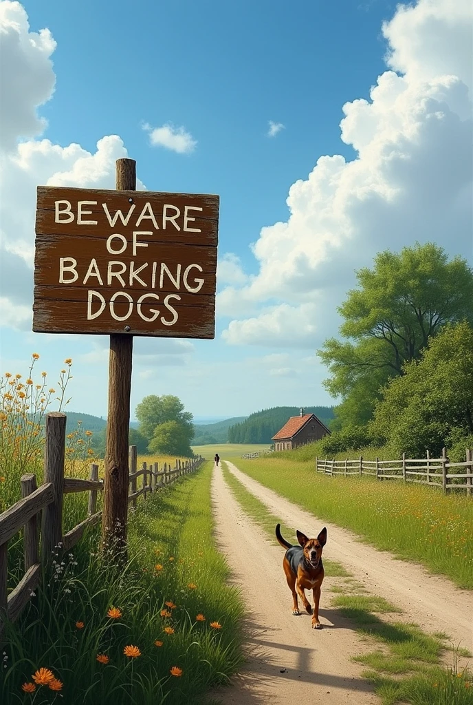 Road sign beware of barking dogs