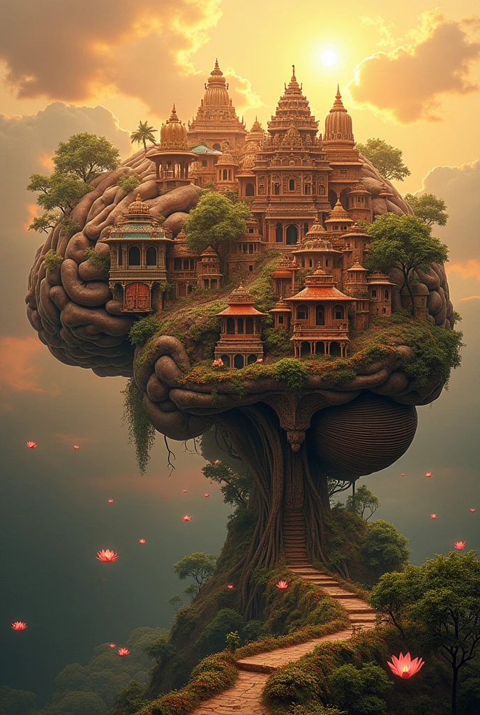 Visualization of a ancient Indian city inside a brain highly detailed