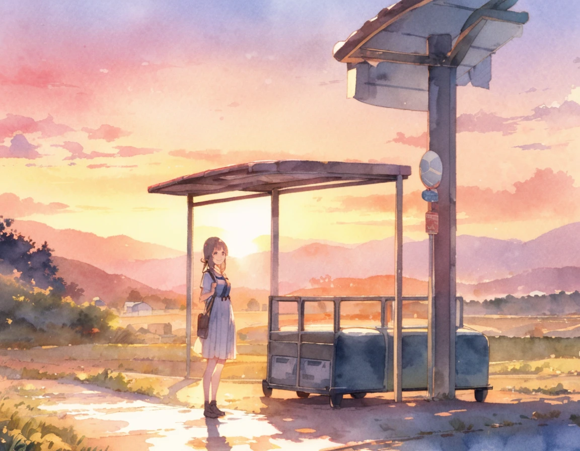 A high school girl in uniform is standing、summer、mini skirt、cumulonimbus、blue sky、nostalgic、日本のsummer