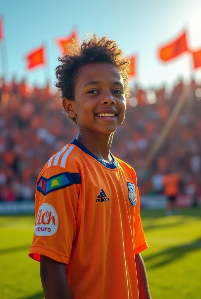 Créé un jeune joueur age de 14ans de football dossard text appelé AFQRONALDOO