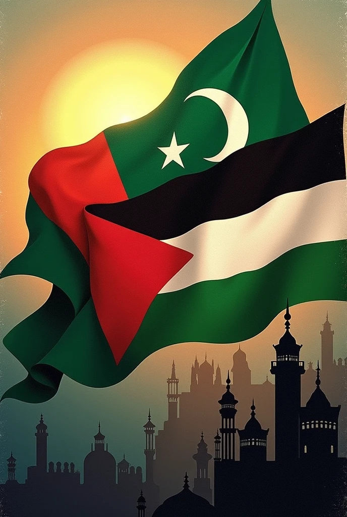 Bangladesh Pakistan Palestine combine flag