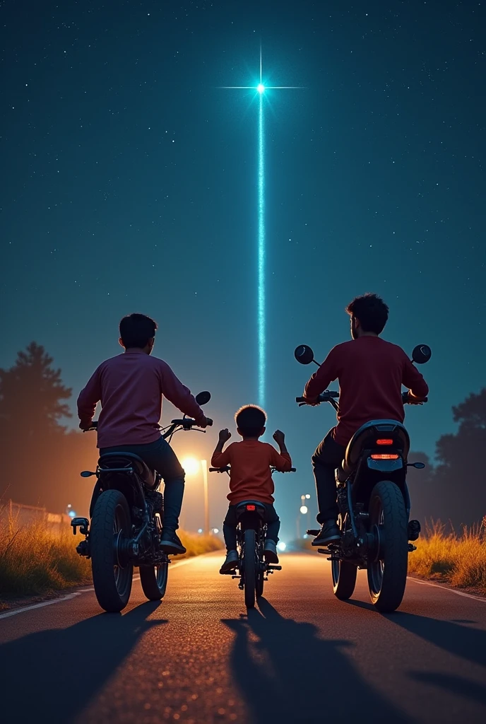Three boys his name akshat, suryansh and siddhart visit to night out ride on pulsar bike