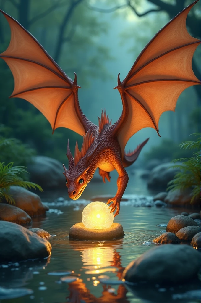 End with Spark placing the pebble back by the stream, its glow fading as he flies off with his friends 19:16 Same dragon