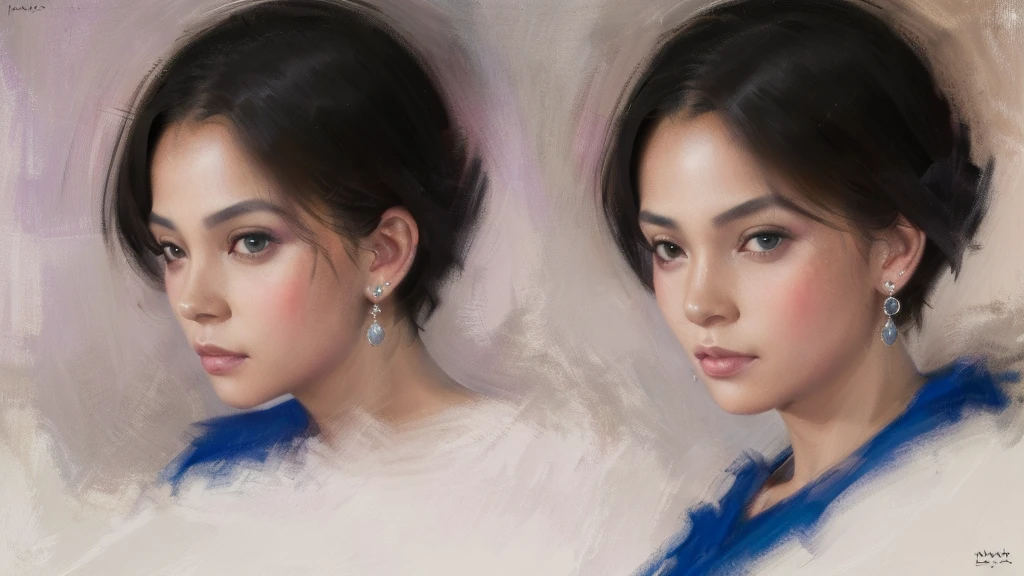 close-up shot of 1girl, light pink short hair, silver eyes, glossy lips, sapphire earrings, iper-realistic, masterpiece, cinematic lighting, best quality, anatomically perfect.