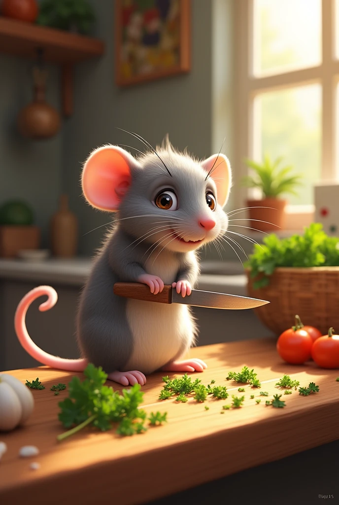 Rato chopping on wall