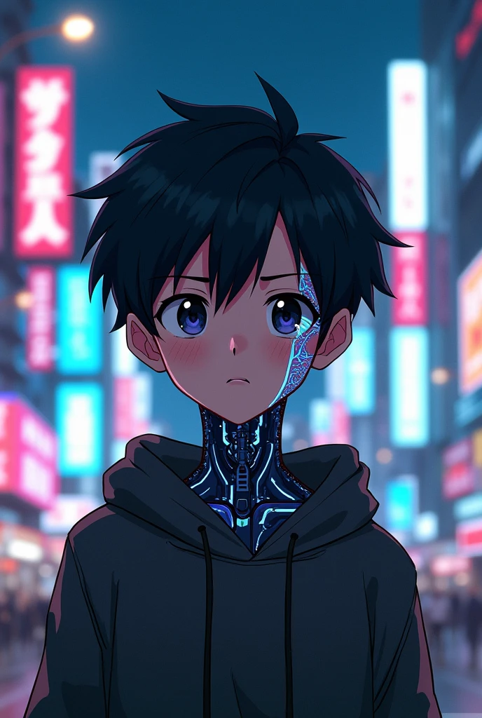 boy human half Cyborg persona5 blurbackground fullsize