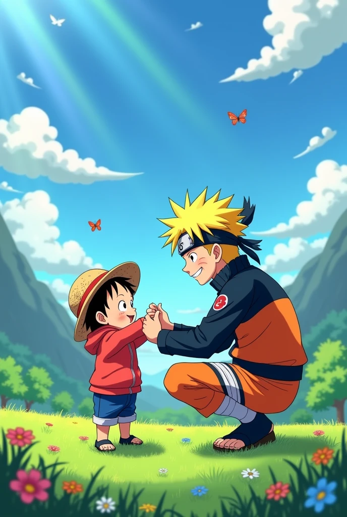 Baby luffy with naruto