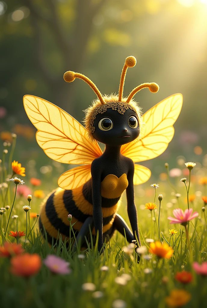 Show me Becca the Bee Queen on all fours feom behind