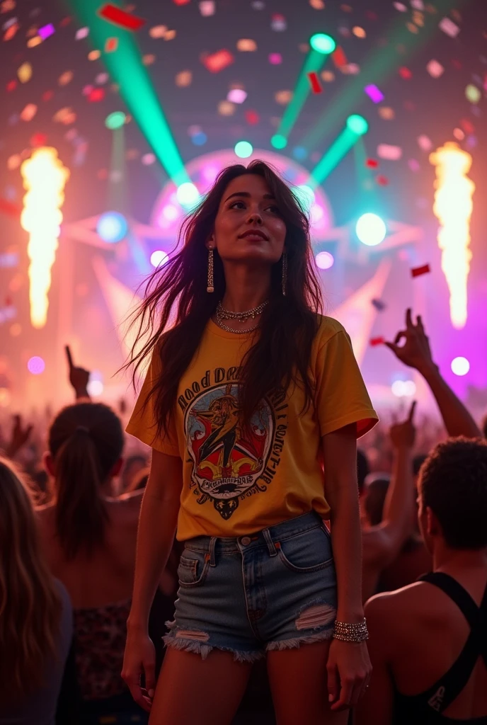 Uma  assistindo ao show do Freddy Mercury no rock in Rio 2024