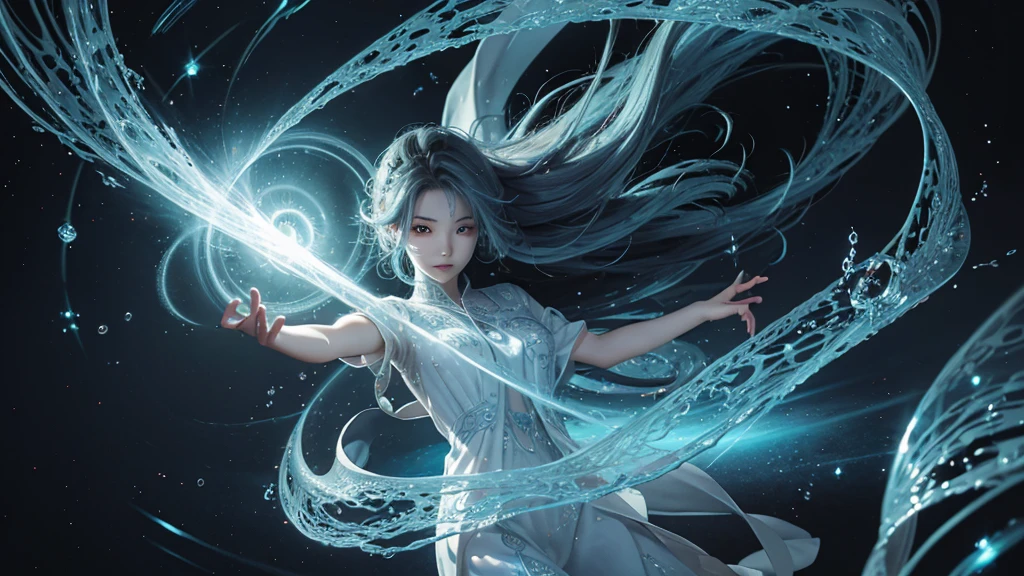 Depict a person with an aura of light, with subtle, flowing patterns representing unseen forces around them