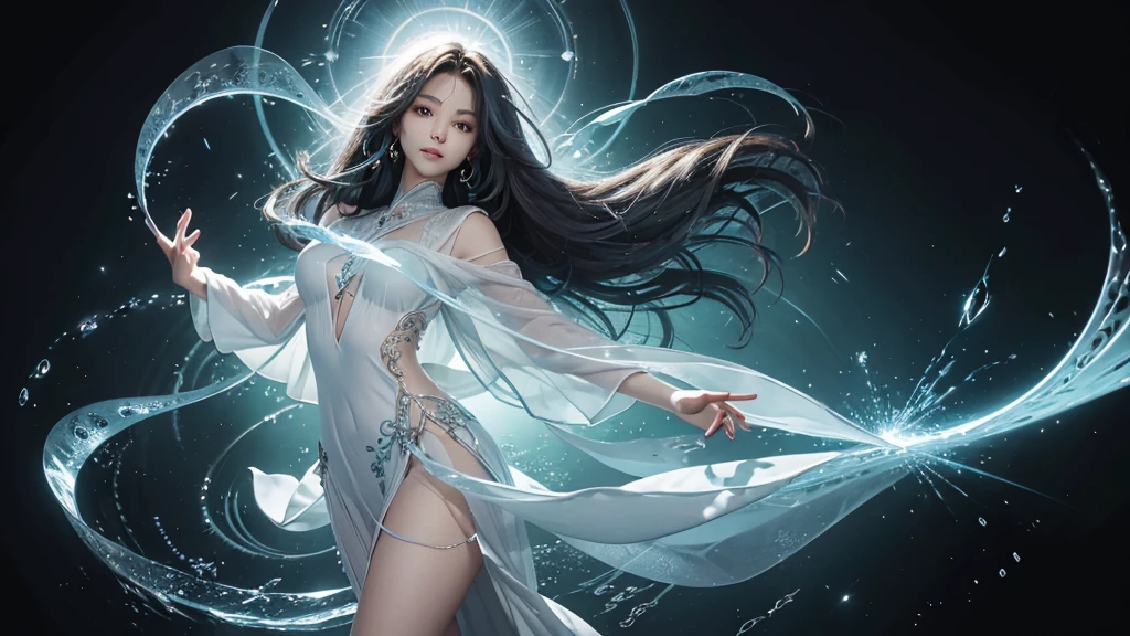 Depict a person with an aura of light, with subtle, flowing patterns representing unseen forces around them