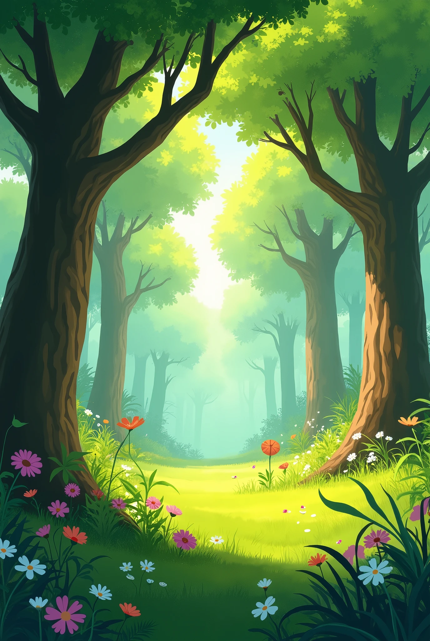 Green forest background for kids animation  16:9